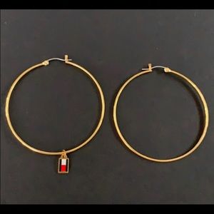 Tommy Hilfiger logo gold hoops earrings